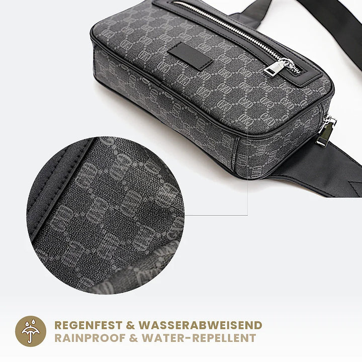 Designer Sling Bag für Herren mit edlem grauen Muster Detailansicht