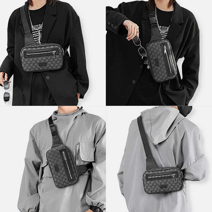 Gemusterte Designer Crossbody Bag für Herren in Luxus Grau