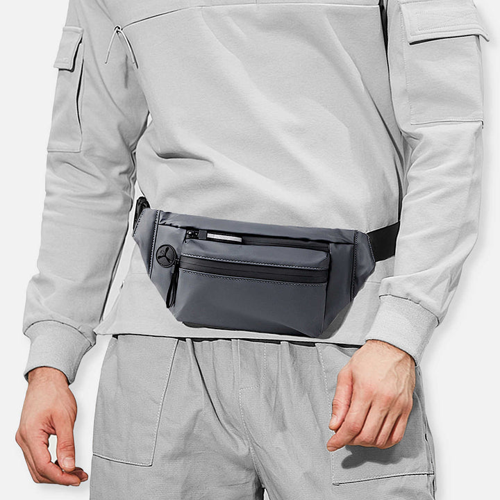 Graue anthrazit wasserdichte und reflektierende Bauchtasche für Damen und Herren