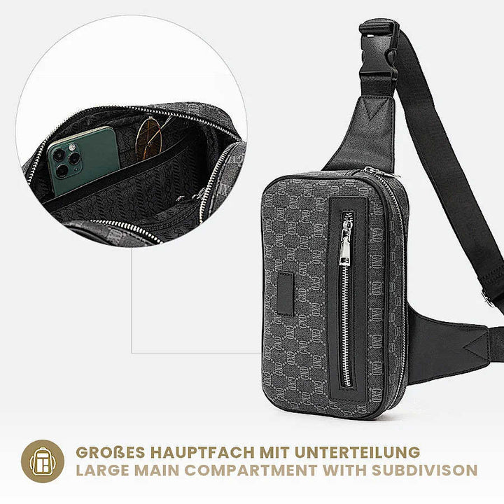 Luxuriöse Herren Crossbody Bag mit stylischem Muter mit Handy