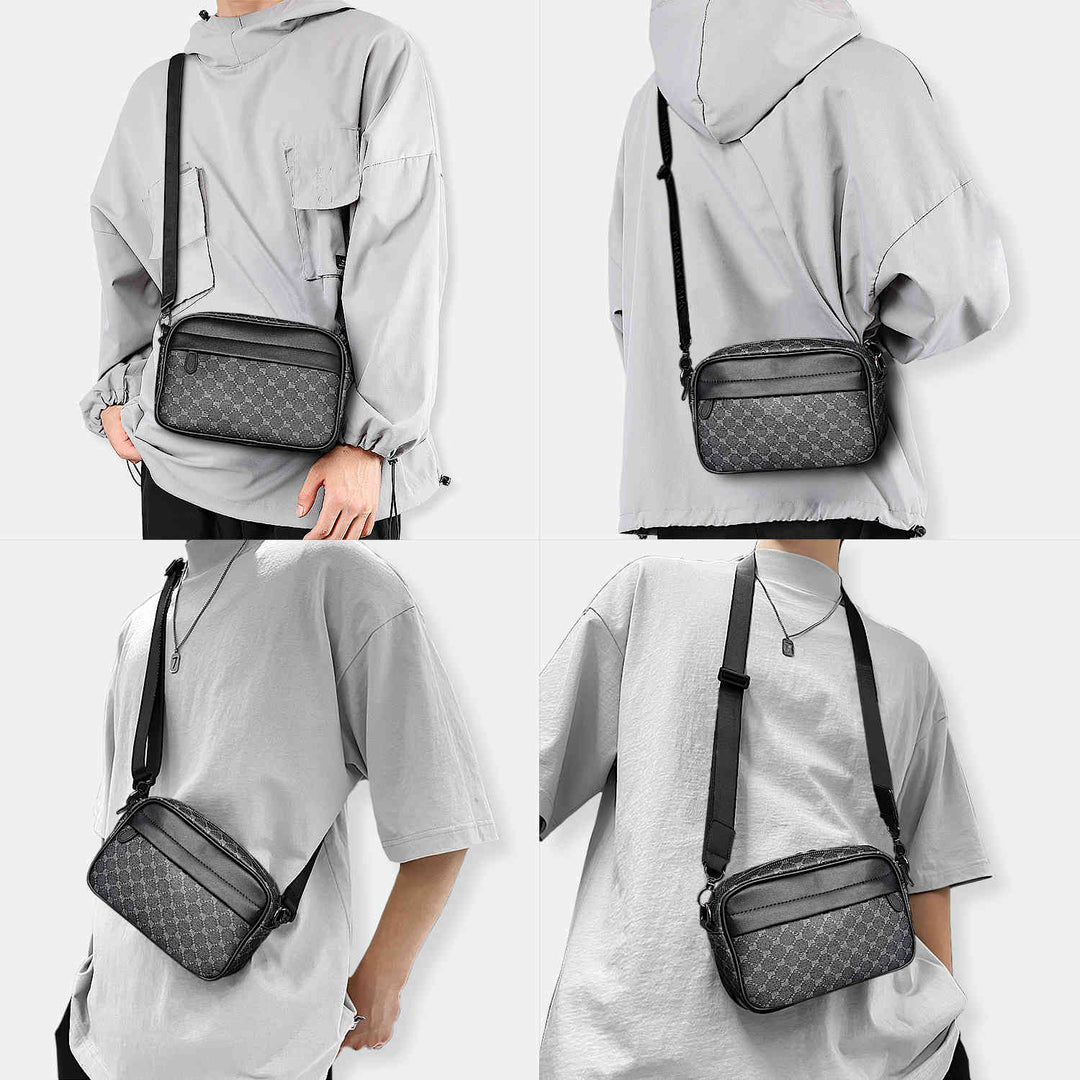 Stilvolle Umhängetasche für Herren im eleganten Damier Muster, verschiedene Outfits