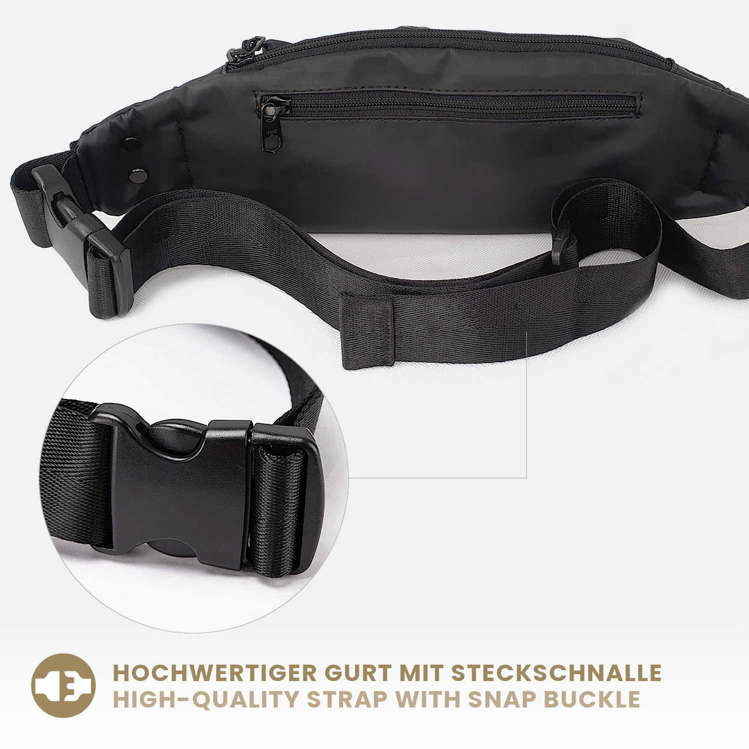 Schwarze Brusttasche mit breitem Gurt für Damen und Herren
