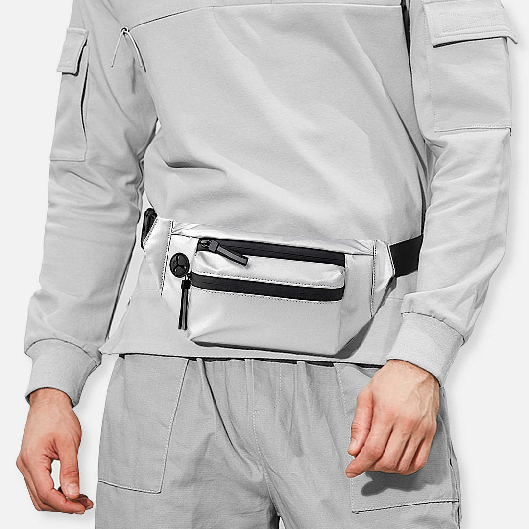 Silber weiße wasserdichte und reflektierende Bauchtasche für Damen und Herren