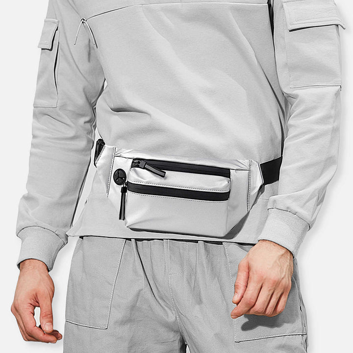 Silber weiße wasserdichte und reflektierende Bauchtasche für Damen und Herren