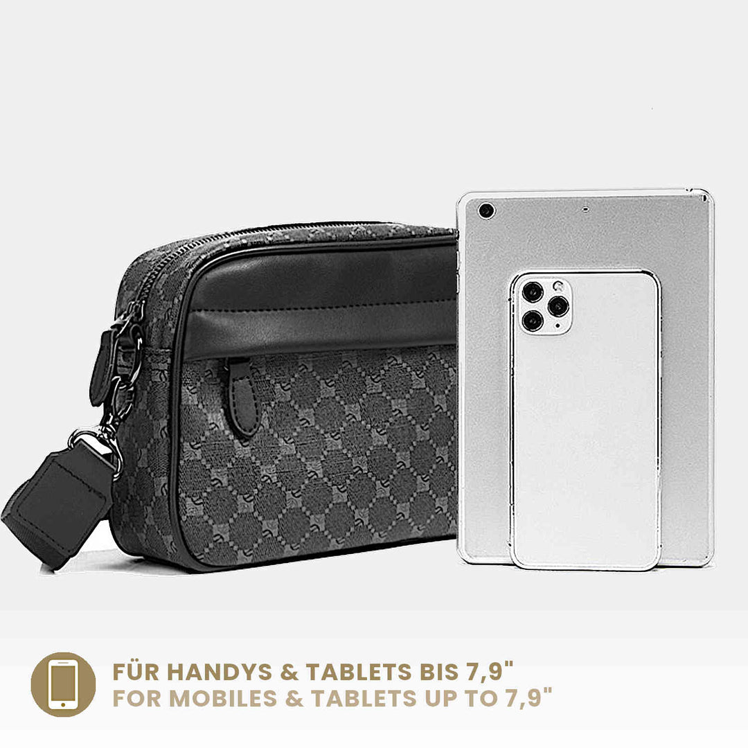 Moderne Handtasche für Herren im eleganten Damier Look, für Handys und Tablets