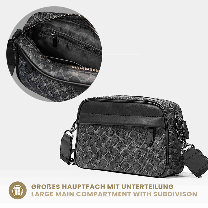 Designer Umhängetasche für Herren mit Damier Muster, Detailansicht des großen Fachs