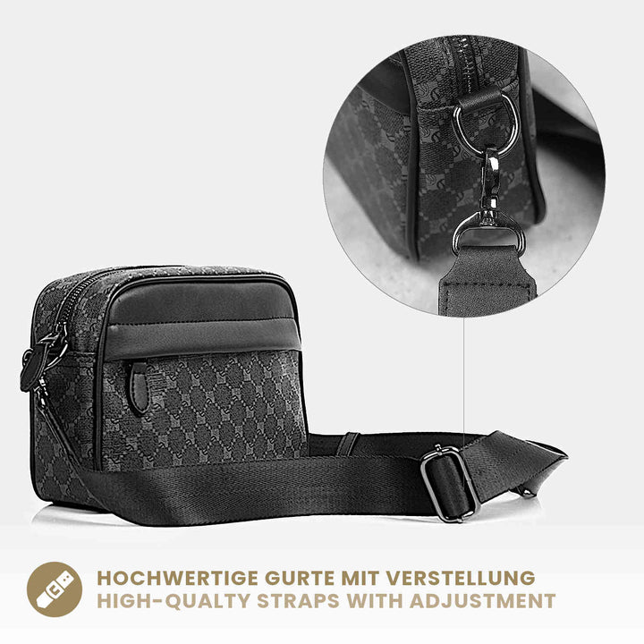 Hochwertige Herren-Umhängetasche mit Damier Muster und breitem verstellbarem Gurt