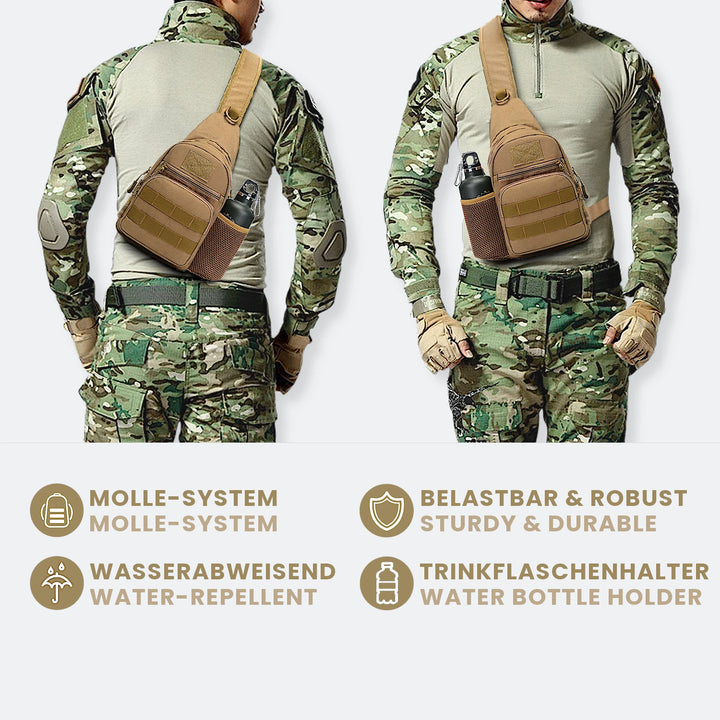 Taktische Brusttasche, Crossbody Bag mit MOLLE und Flaschenhalter "SPECIALIST"