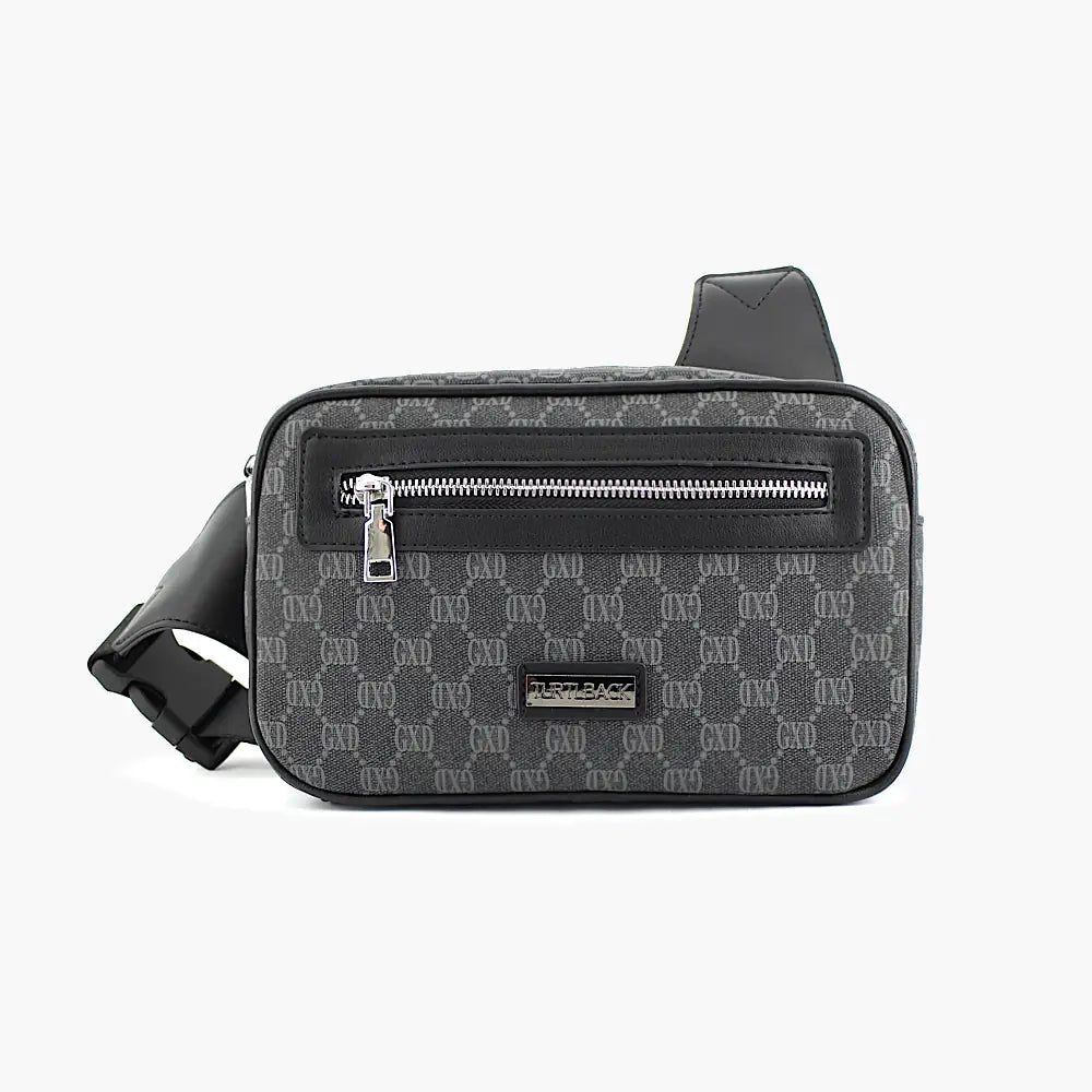 Schwarze Reporter Bag mit Logo und Fronttasche