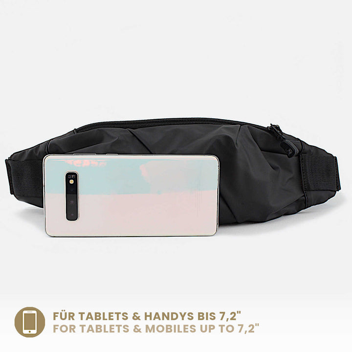 Regenfeste schwarze Sling Bag für Damen und Herren mit Handy