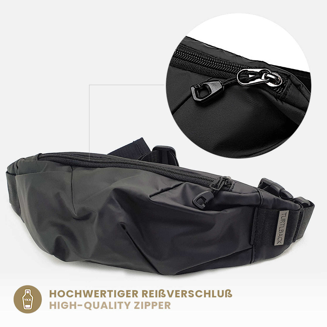 Schwarze Sling Bag für Damen und Herren mit Reißverschluss