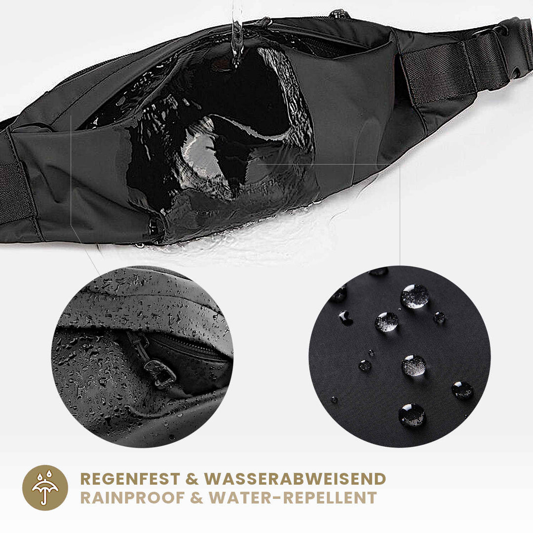 Schwarze wasserdichte Sling Bag für Damen und Herren