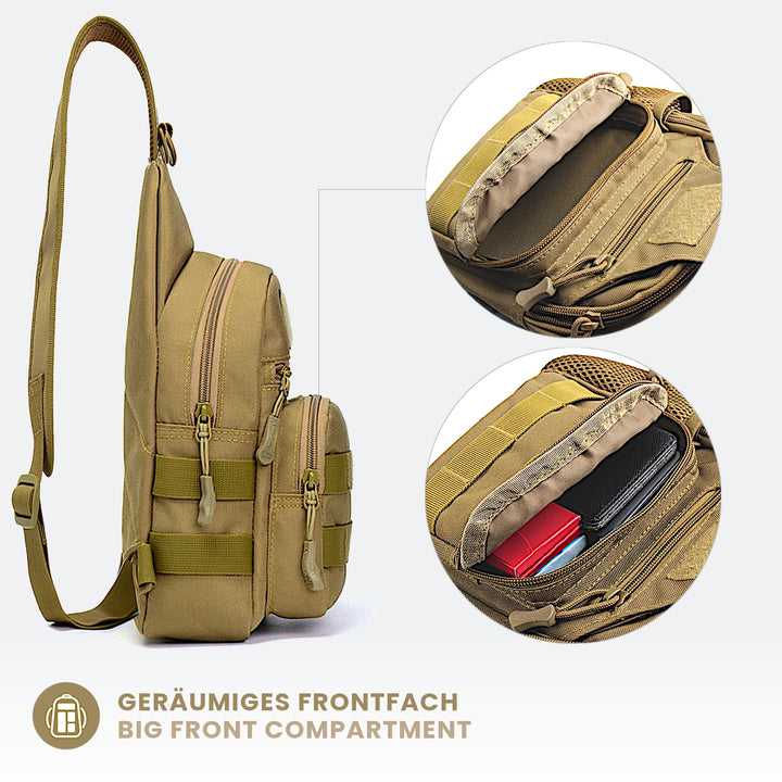 Taktische Brusttasche, Crossbody Bag mit MOLLE und Flaschenhalter "SPECIALIST"